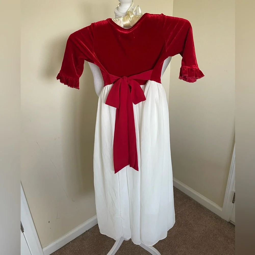 Girl August Girl’s Holiday Christmas Velvet Lace & Chiffon Dress size 5 EUC - Picture 4 of 7